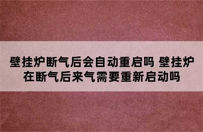 壁挂炉断气后会自动重启吗 壁挂炉在断气后来气需要重新启动吗